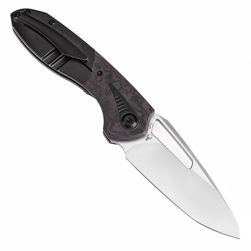KANSEPT Thoth Thumb Hole Knife Blackwash Titanium and Purple Haze Carbon Fiber Handle (3.43''CPM 20CV Blade ) Sparrow Knife Co Design -K1075T1