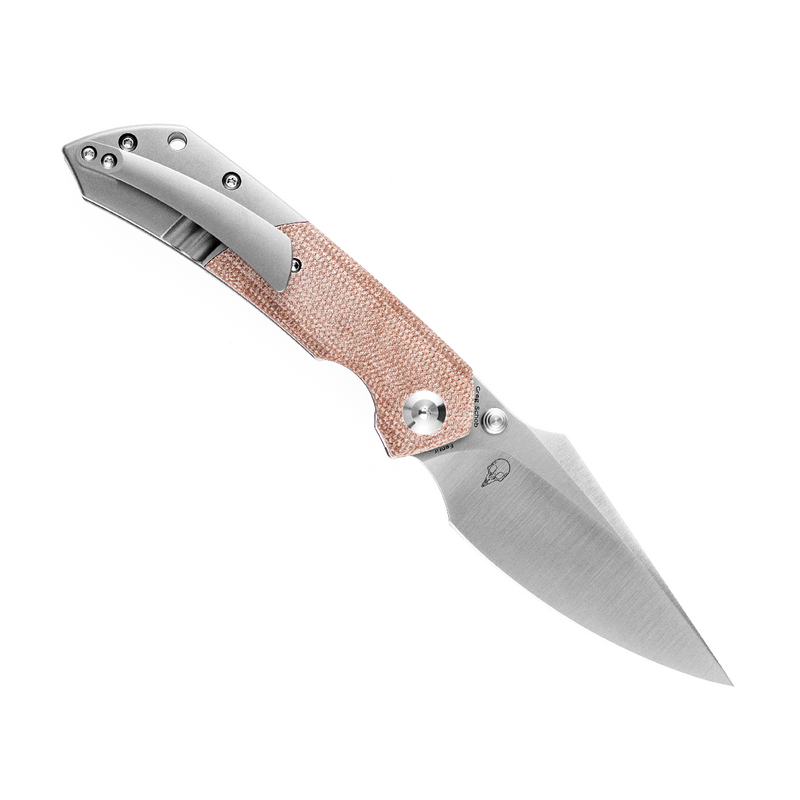 KANSEPT Fenrir Front Flipper/Thumb Stud Knife Brown Micarta + Titanium Handle (3.48'' CPM-S35VN Blade) Greg Schob Design-K1034A6