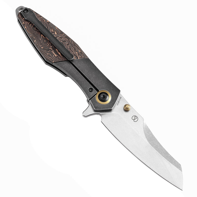 KANSEPT Thumb Stub Mistaken Blackwash Titanium and Copper Carbon Fiber (3.15" CPM 20CV) Jonathan Styles Design- K1053A1