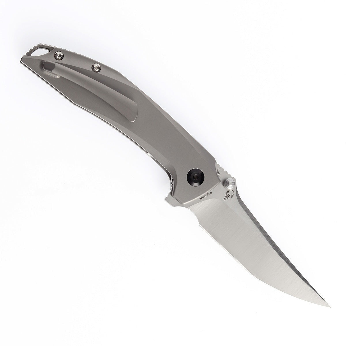 KANSEPT Baku Flipper/Thumb Hole Knife Titanium + Brown Micarta
