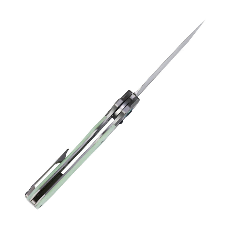 Quasar | Cross Bar Lock | Glow-in-the-Dark Green G10 | 3.38" 154CM | Munko Knives | T1099V5