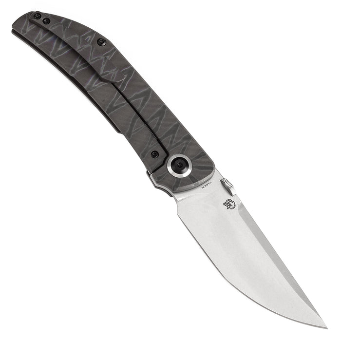 KANSEPT Tarkin Frame Lock Knife Tiger Stripe Flamed Titanium with Holes Handle (3.36'' 20CV Blade) Matthew Christensen Design - K1078A6