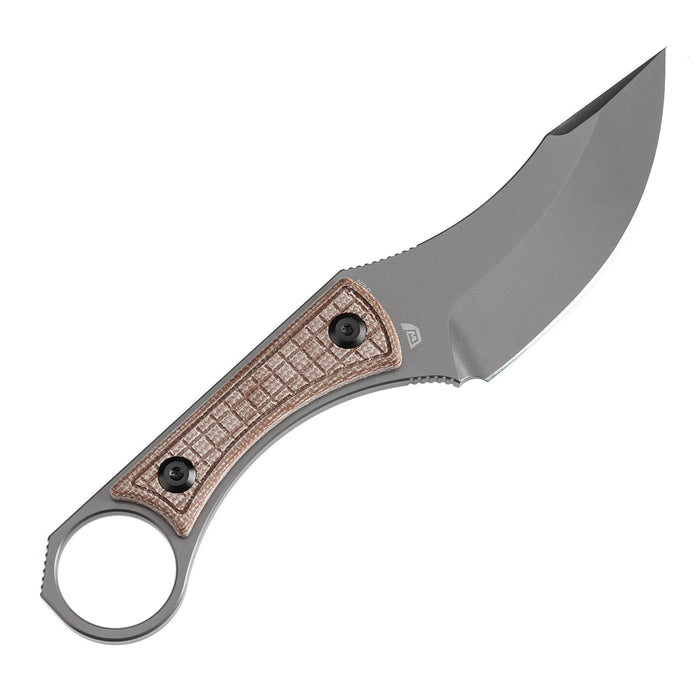 KANSEPT Niko Fixed Knife Brown Micarta with Frag PatternHandle (3.54''D2 Blade ) with Sheath Marco Knives Design -G004A8