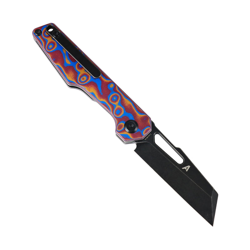 Lucero | Liner Lock | Blue & Red Vortex Micarta | 2.56" 154CM | August Originals |T2156A2