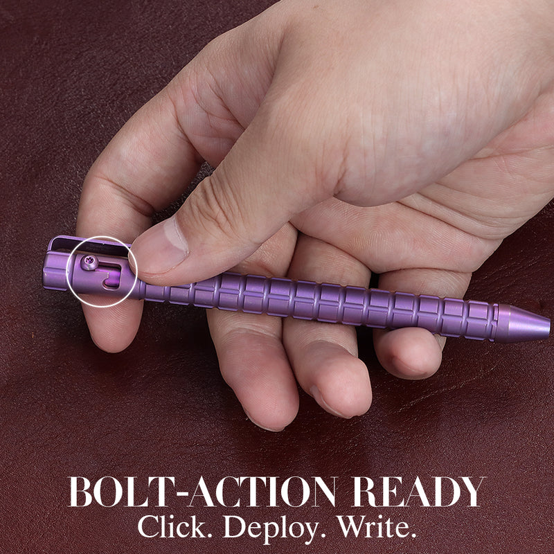 Kansept EDC Scavenger Bolt Action Purple Anodized Titanium Pen with Frag Pattern Designed by Kevin Passon-G013H6