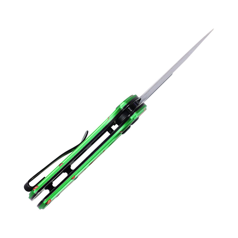 Wasp | Button Lock | Green Aluminum with Zombie Blood Print | 2.36" 154CM | Koch Tools | T2144F8