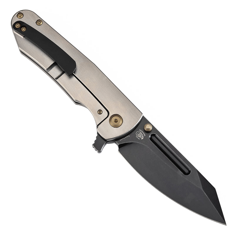 KANSEPT Superhawk Flipper Knife Titanium with Orange Peel Finish Handle(3.89''CPM S35VN Blade) Warhawk Knives Design-K1084A2