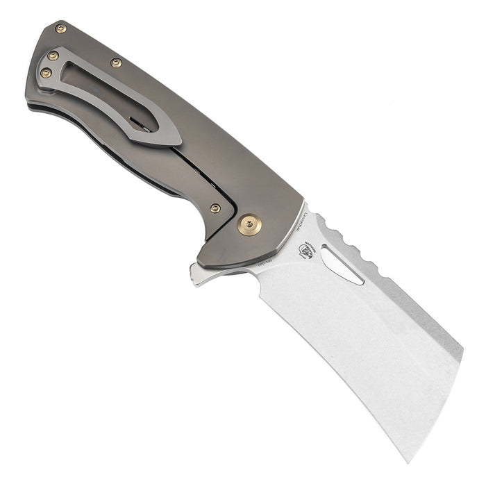 KANSEPT Leviathan Flipper Bronze Anodized Titanium with Holes Handle (3.9''CPM S35VN Blade ) Warhawk Knives Design -K1083A4