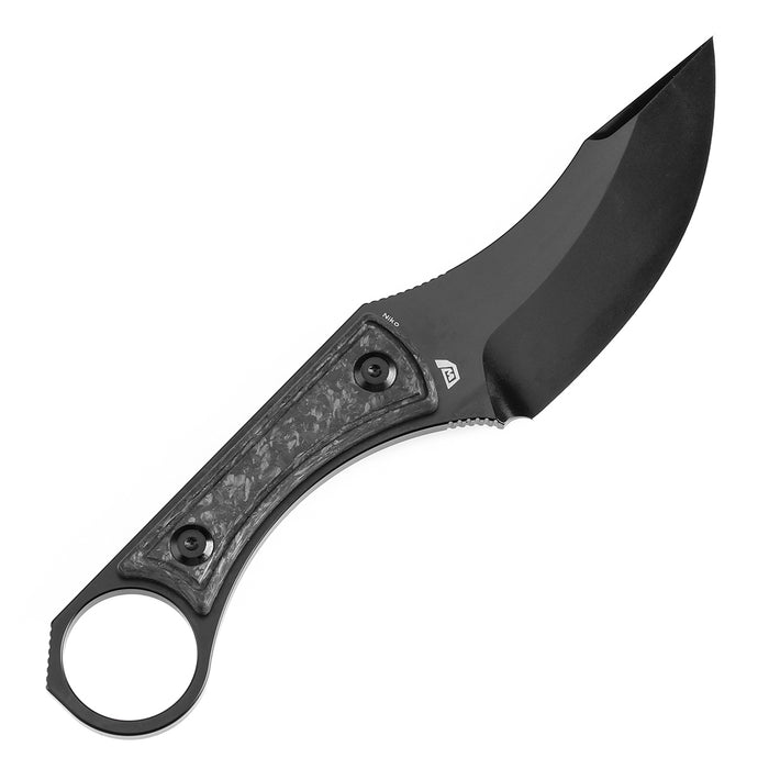 KANSEPT Niko Fixed Knife Shred Carbon Fiber Handle (3.54''D2 Blade ) with Sheath Marco Knives Design -G004A1