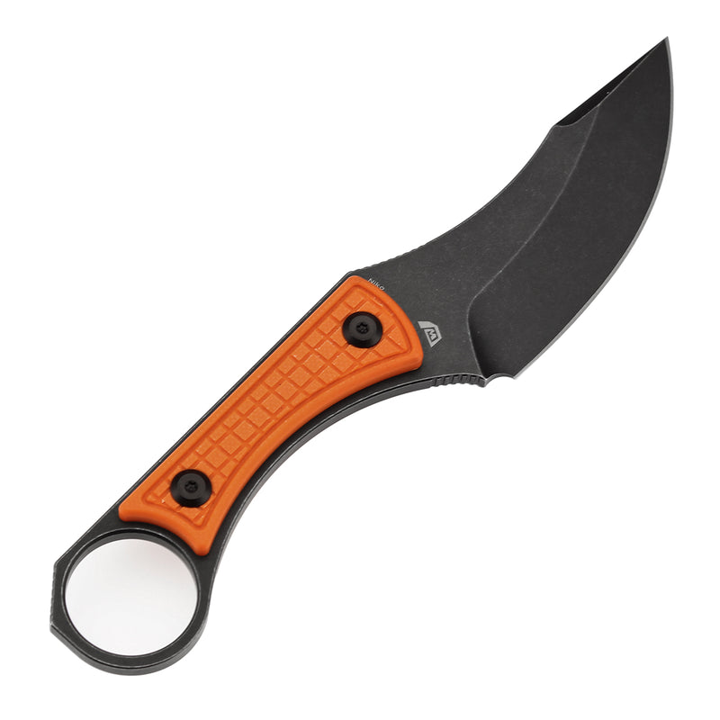 KANSEPT Niko Fixed Knife Orange G10 with Frag Pattern Handle (3.54''Blackwash D2 Blade ) with Sheath Marco Knives Design -G004A10