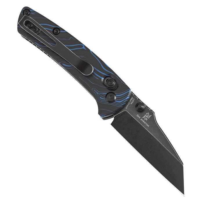 KANSEPT Little Main Street Cross Bar Lock Blue & Black G-mascus Handle (2.26'' Blackwash 154CM Blade) Dirk Pinkerton Design T2015V9