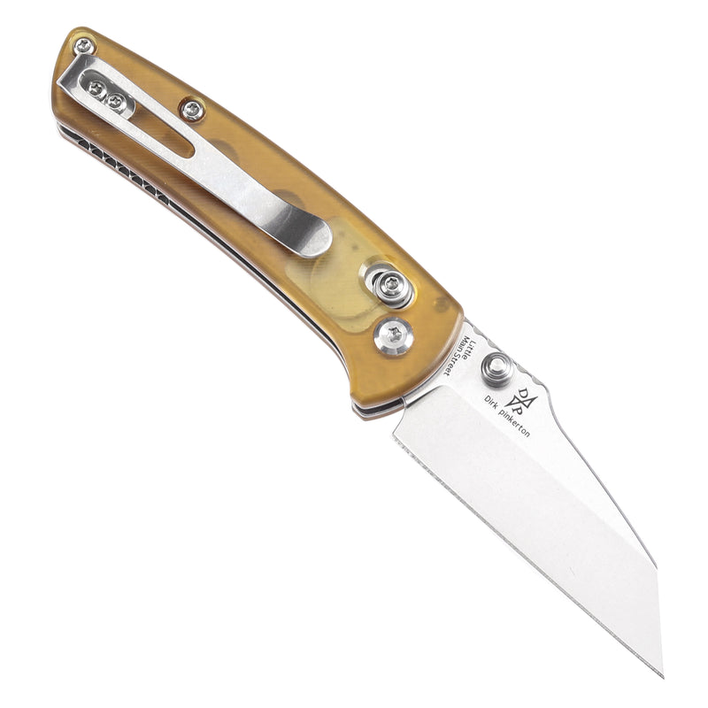 KANSEPT Little Main Street Cross Bar Lock Yellow PEI Handle (2.26'' Stonewashed 154CM Blade) Dirk Pinkerton Design T2015V1