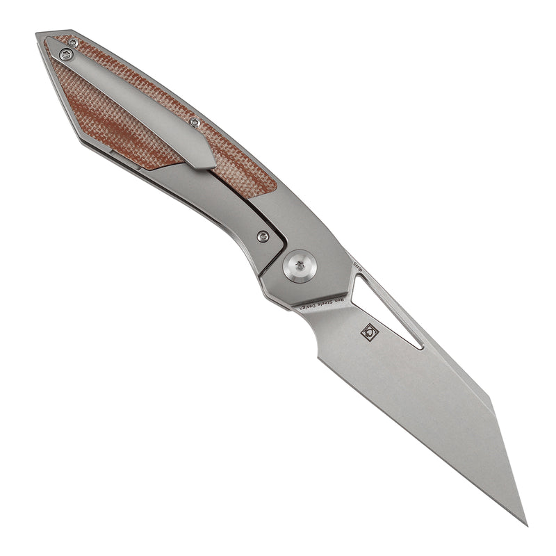 KANSEPT STRIP | Thumb Hole | Brown Micarta+Stonewash Titanium | 3.4" Magnacut Blade | RON STEELE DESIGN | K1113A3