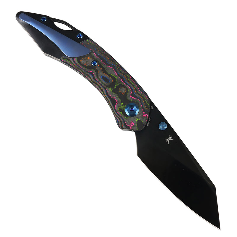 Exclusive | K9 | Bolster Liner Lock | 80S Camo Carbon & Balckwash Titanium | 3.63" Black Mirror DLC CPM S35VN | Keanison Knives Design | K1151A6