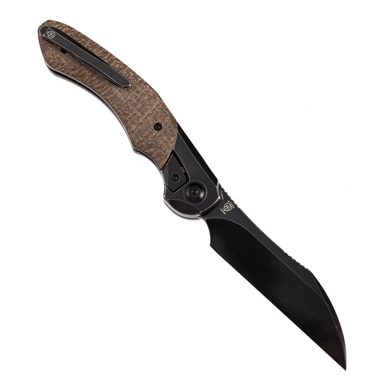 KANSEPT Cosmos Flipper Knives Titanium + Brown Micarta ( 3.58''CPM 20CV Blade)Munko Knives Design-K1059A4