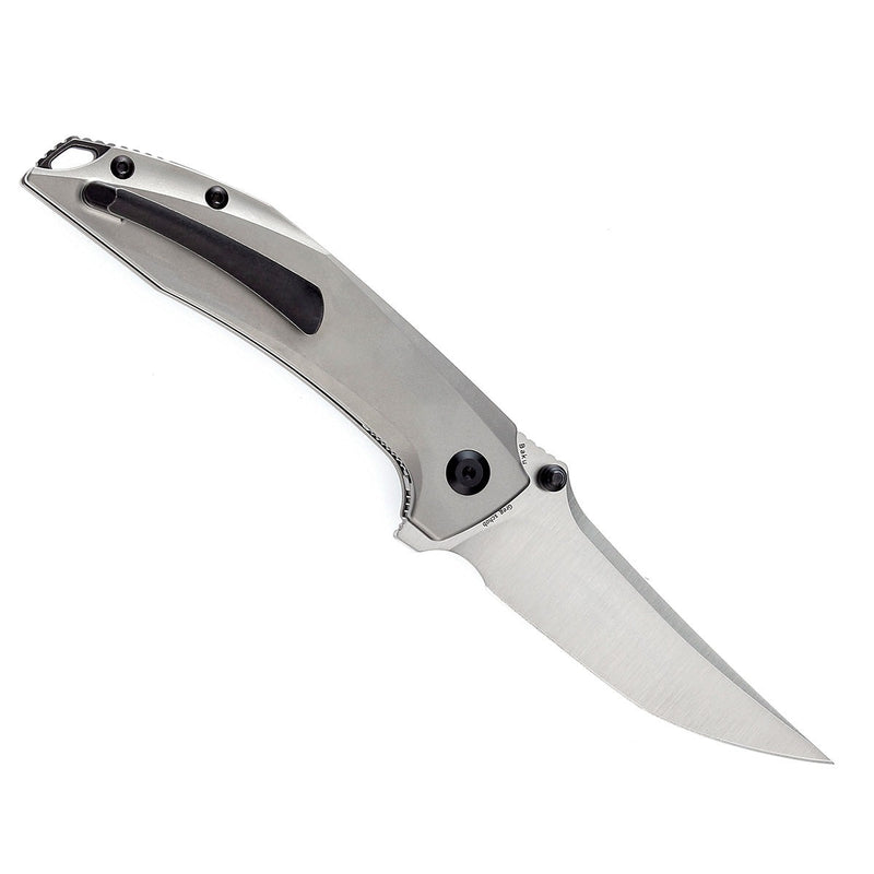 KANSEPT Baku Flipper/Thumb Hole Knife Plain Titanium Handle (3.2'' CPM-S35VN Blade) Sparrow Knife Co Design-K1056A3