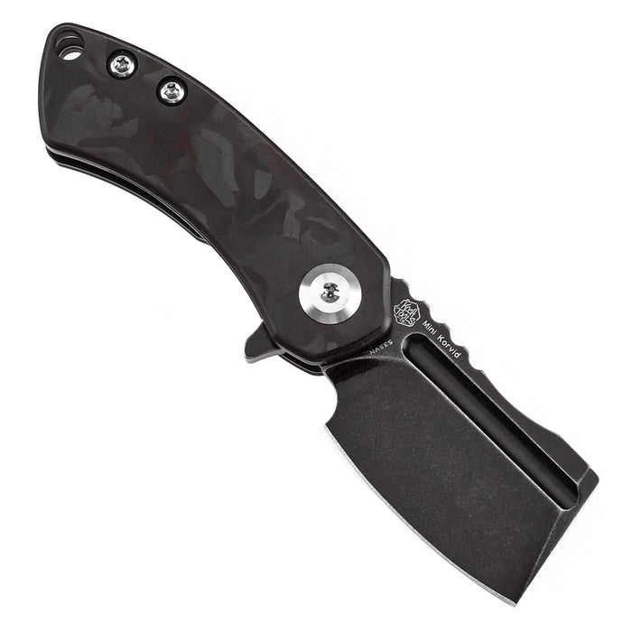 KANSEPT Mini Korvid Flipper Knife Black and Red Carbon Fiber(1.45'' CPM S35VN Blade) Koch Tools Design-K3030A13