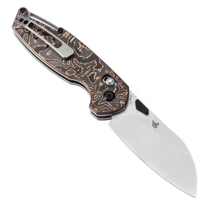 KANSEPT Model 6 Crossbar Lock Knife Copper Carbon Fiber Handle (3.1'' CPM S35VN Blade) Nick Swan Knives Design -K1022V2