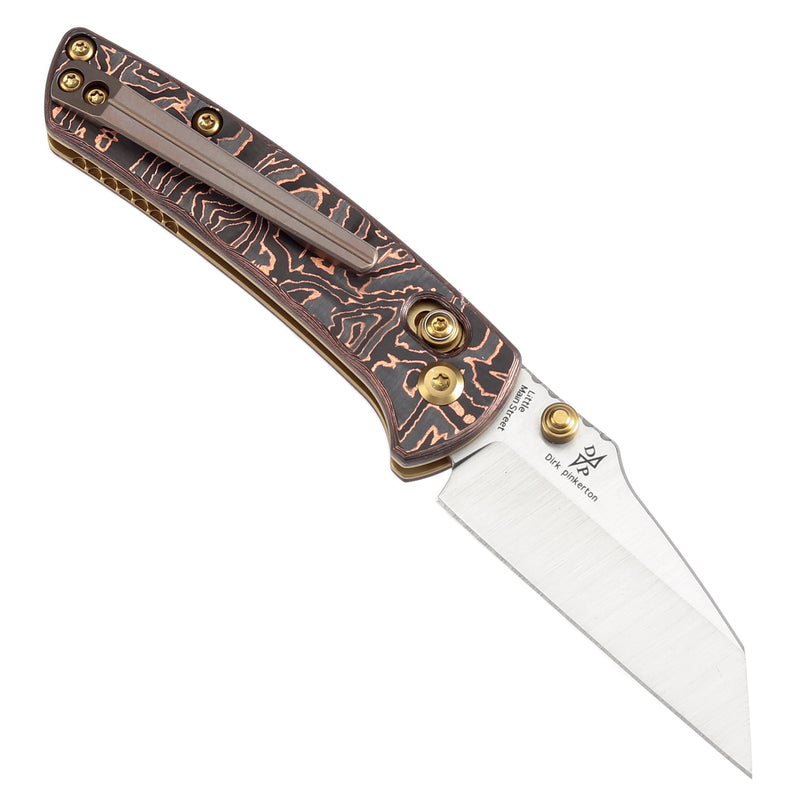 KANSEPT Little Main Street Cross Bar Lock Copper Carbon Fiber Handle (2.26'' CPM S35VN Blade) Dirk Pinkerton Design-K2015V2