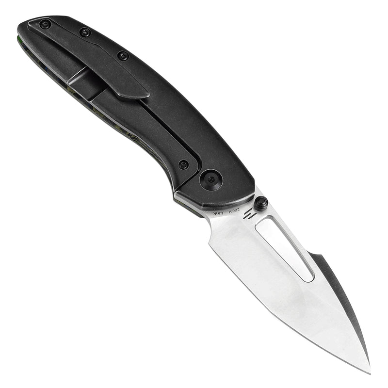 KANSEPT Link Thumb Studs Gecko Camo Carbon and Titanium Handle (3.0''CPM 20CV Blade ) Johnathan Shaw Design-K1068A2