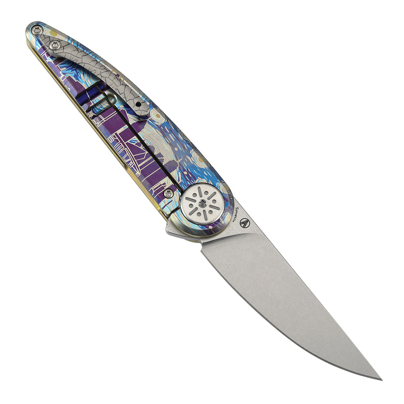 Kansept 2026 Blade Show Atlanta Exclusive Symétrix  | Frame Lock | Titanium with Anodized Art with Custom "Starry Night Over Atlanta" Motif |2.8'' Satin CPM S35VN Blade | Alain André Design | K2141BS1