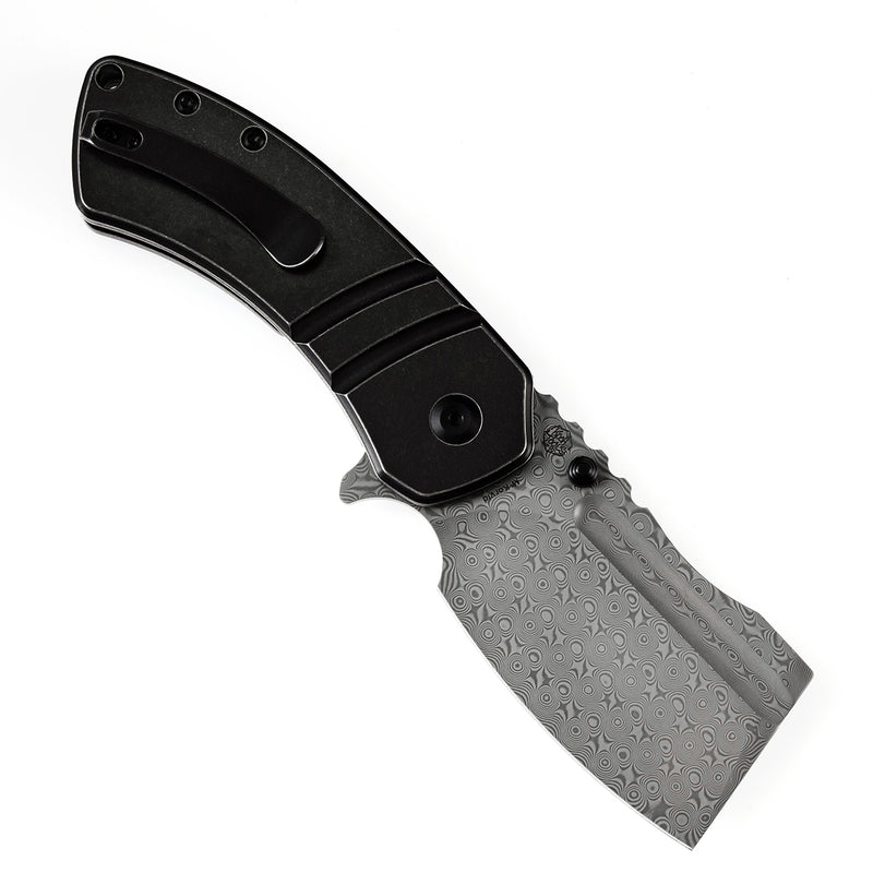 KANSEPT M+ Korvid Thumb Studs/Flipper Knife Stonewashed Titanium Handle (3.07'‘ Damascus Blade ) Koch Tools Design-K2030C2U