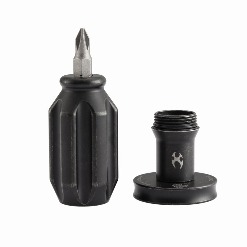 Kansept EDC Bit Driver Drive-R-Saurus G018P3 – Blackwash Titanium Palm Multitool with Spinner Top | Jesse Pauley Design