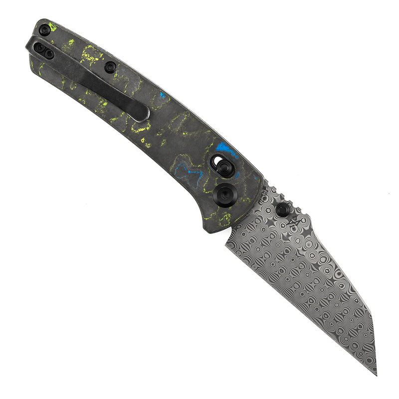 Kansept Main Street | Crossbar Lock | Gecko Camo Carbon | 3.36" Damascus Blade | Pinkerton Knives | K1015V5