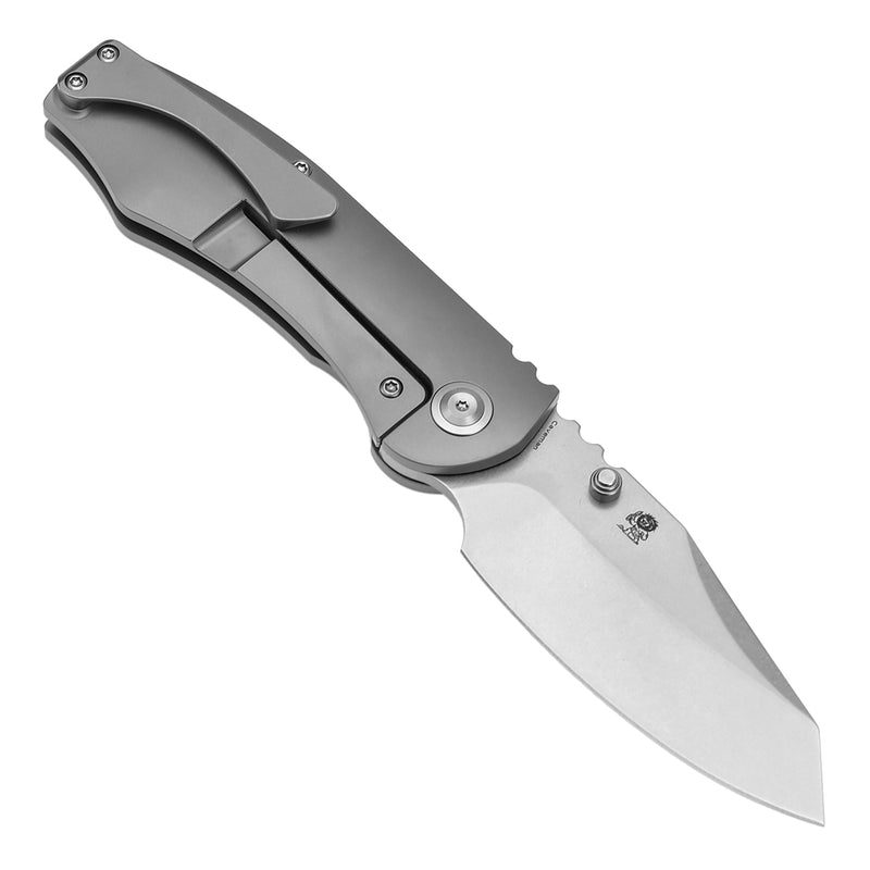 KANSEPT Caveman Thumb Stub Stonewashed Titanium Handle (3.57" CPM 20CV Blade) with Jesse Pauley Design-K1110A1