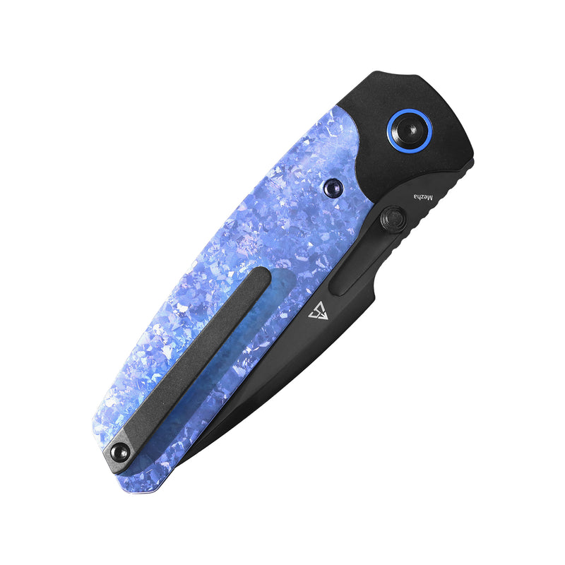 2026 BLADE SHOW WEST Exclusive | Mezha | Top Button Liner Lock | Blue Gradient Crystallized Titanium + Blackwash Titanium |3.35" Black Mirror DLC CPM S35VN | Fabian Hobbelen | K1147H8