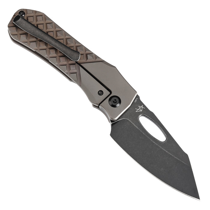 KANSEPT Loki Thumb Hole Knife Bronzed Anodized Titanium with Frag Pattern Handle (2.99''CPM S35VN Blade)Steven Dunnuck Design-K1058B4