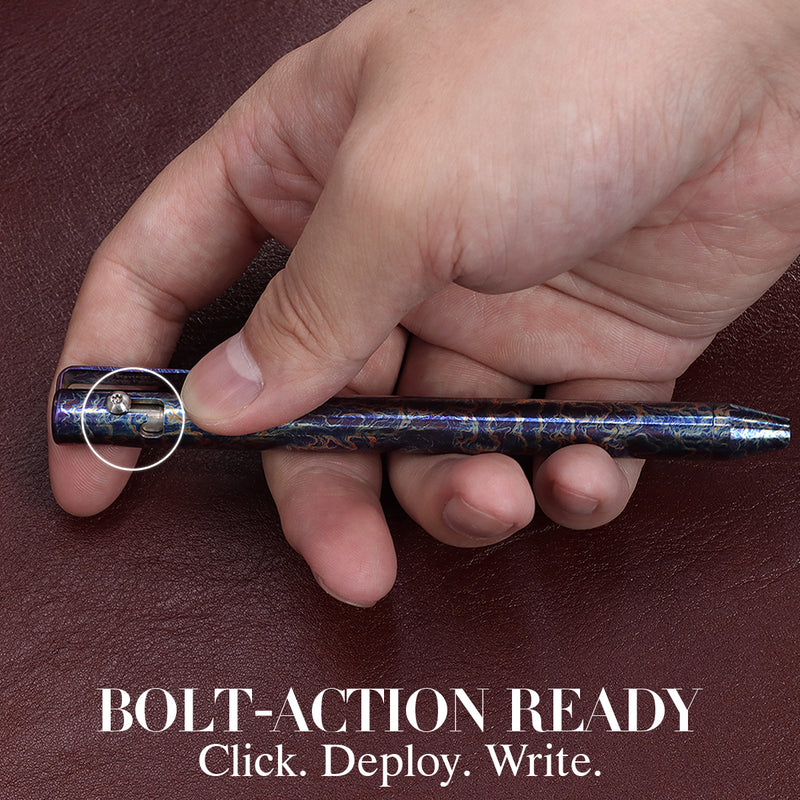Kansept EDC Scavenger Bolt Action Titanium Pen with Lightning Strike Finish Designed by Kevin Passon-G013H2