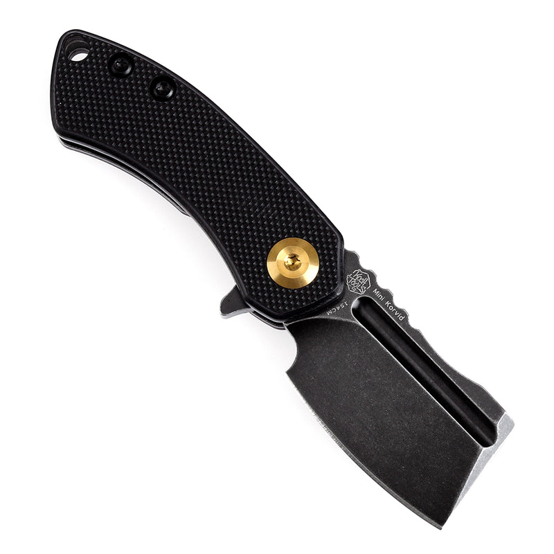 KANSEPT Mini Korvid Flipper Knife Black G10 Handle (1.45'' 154CM Blade) Koch Tools Design -T3030A11