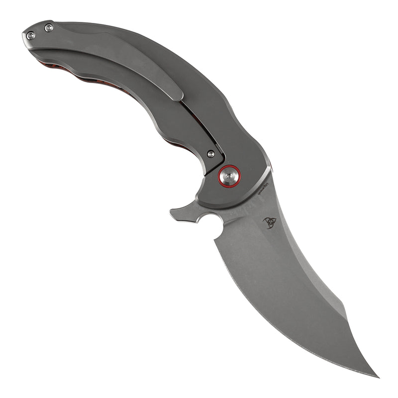 KANSEPT Gilgamesh Flipper MarsValley FatCarbon Fiber with Beadblasted Titanium Handle ( 3.75" CPM S35VN Blade) Andreas Goltz Designed- K1128A2