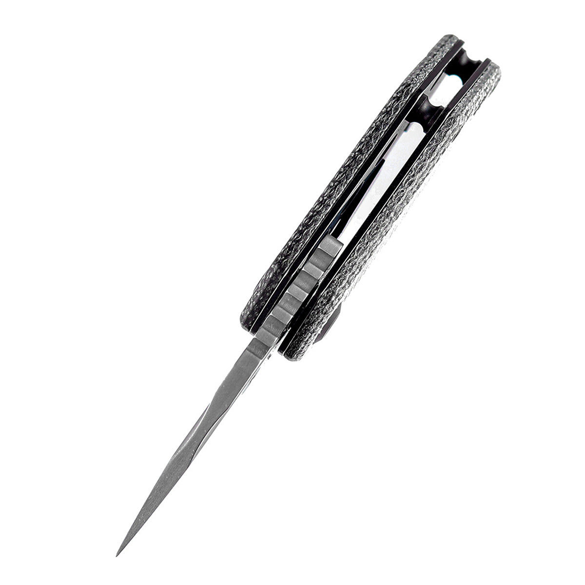 KANSEPT RIO Flipper Knife Black Micarta Handle (1.56'' Damascus