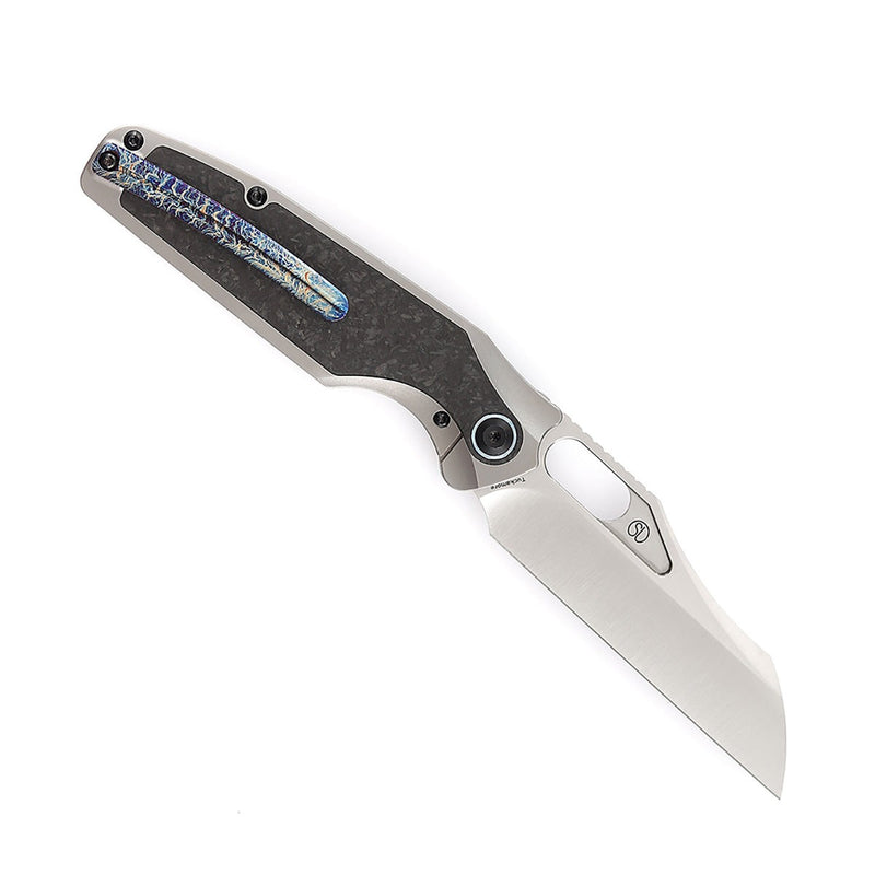 KANSEPT Tuckamore Thumb Hole Knife Titanium +Shred Carbon Fiber Handle (3.54" CPM 20CV Blade) -K1052A1