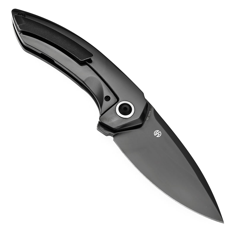 ODD 21 Frame Lock Mirrior DLC Titanium Handale (3.08'' Mirror DLC CPM20CV Blade with Tuff Knives Design K1077A7