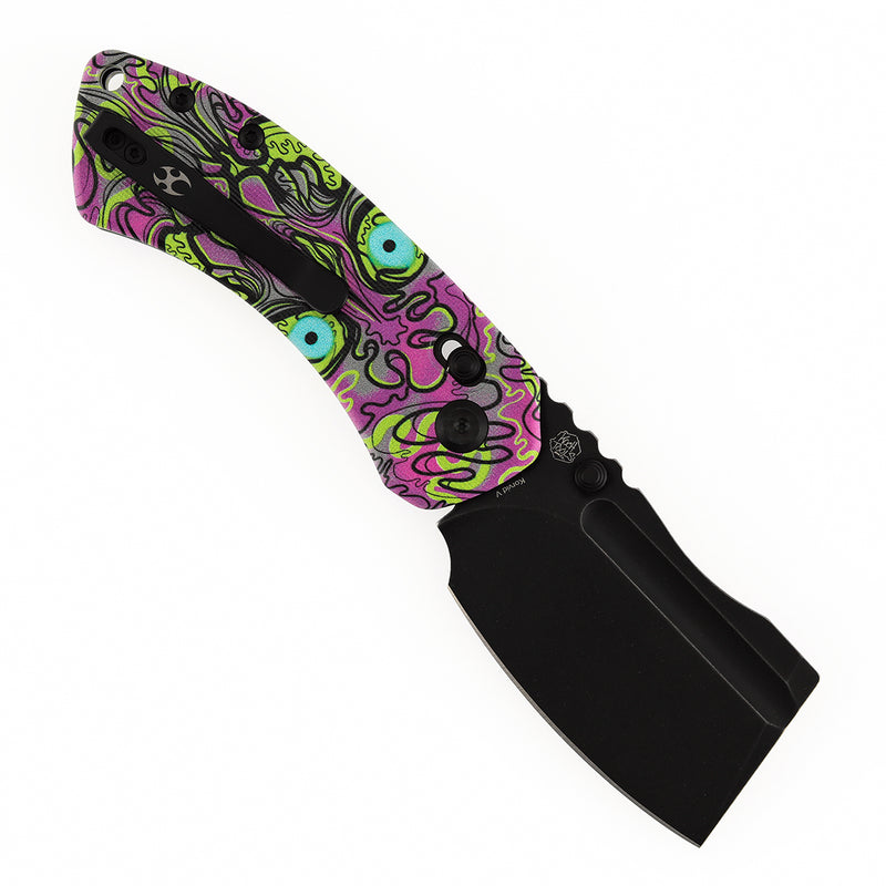 Kansept Korvid V | Crossbar Lock | Jade G10 with Purple Undead Print | 2.91" Blackwash D2 Blade | Koch Tools Designed | TE2030V5