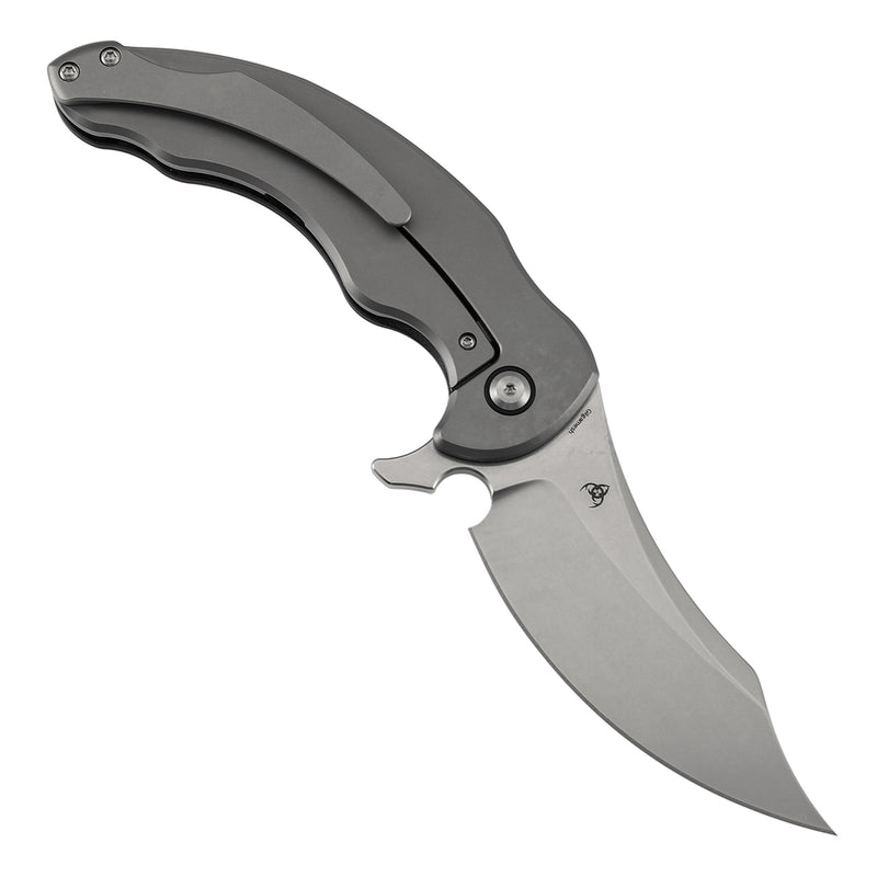 KANSEPT Gilgamesh Flipper Twill Carbon Fiber & G10 with Stonewashed Titanium Handle ( 3.75" CPM S35VN Blade) Andreas Goltz Designed- K1128A1