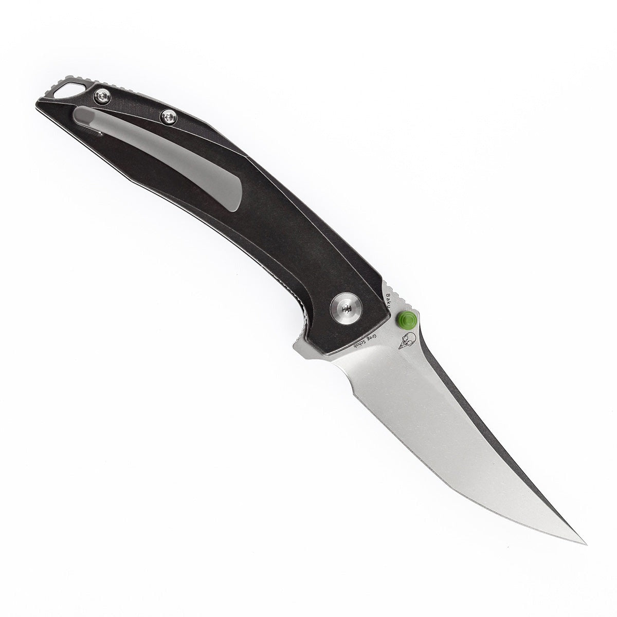KANSEPT Baku Flipper/Thumb Hole Knife Titanium + Green Carbon