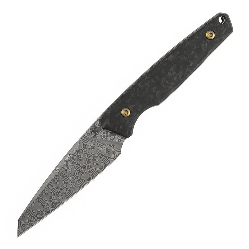 Kansept Parr | Fixed Blade | Shred Carbon Fiber |3.12" Damascus Blade | Jonathan Styles Design | G011A4