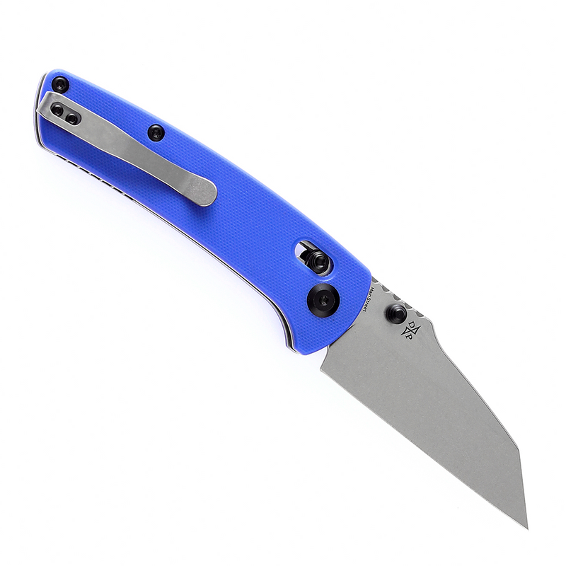 KANSEPT Main Street Thumb Studs/Crossbar Lock Knife Blue G10 Handle (3.36''154CM Blade) Dirk Pinkerton Design-T1015V3