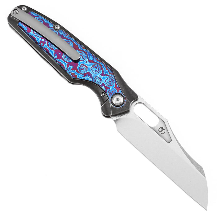 KANSEPT Tuckamore Thumb Hole Knife Blackwash Titanium and Timascus Handle (3.54" CPM 20CV Blade)  -K1052A6