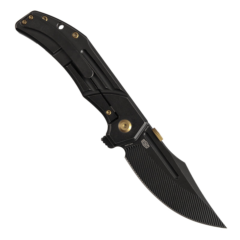 KANSEPT Orion Limited Version Flipper Blackwash Titanium Handle (3.07" Blackwash CPM S35VN with CNC Milling Blade) JB Stout Design-K1089A4