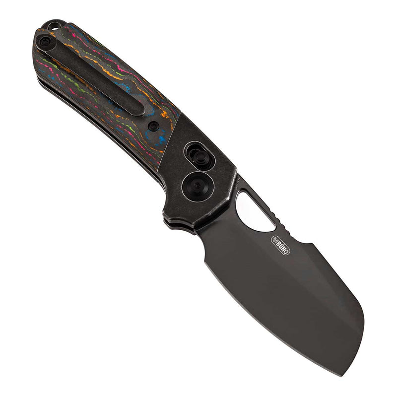 KANSEPT Nahual Crossbar Lock Knife Blackwash Titanium with 80S Camo CarbonHandle(2.95" Mirror DLC  Magnacut Blade) Javier Garcia Design-K2125V1