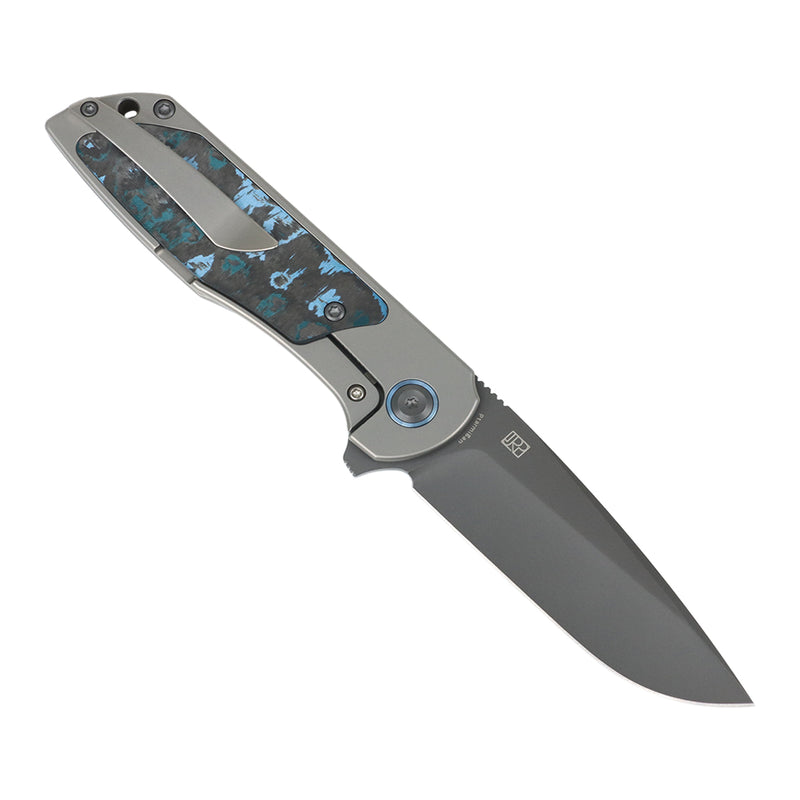 Ptarmigan | Frame Lock | Beadblasted Titanium & Arctic Storm FatCarbon | 3.12" Gray TiCn Coated CPM S35VN | Jared Price Design | K2055A4