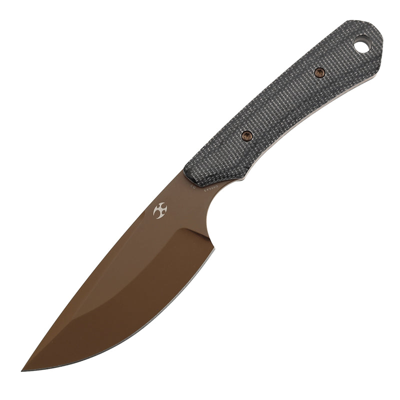 KANSEPT Flank Fixed Blade Black Micarta Handle (3.69'' Rose Gold Coated  D2 Blade) TuffKnives Designed- G006A3
