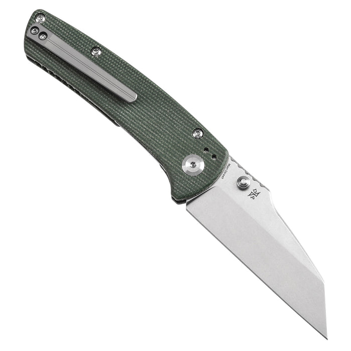 KANSEPT Main Street Thumb Stubs Green Micarta Handle (3.36'' 154CM Blade) Dirk Pinkerton Design-T1015E2