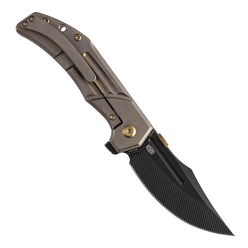 KANSEPT Orion Limited Version Flipper Bronze Anodized Titanium Handle (3.07" Blackwash CPM S35VN with CNC Milling Blade) JB Stout Design-K1089A5