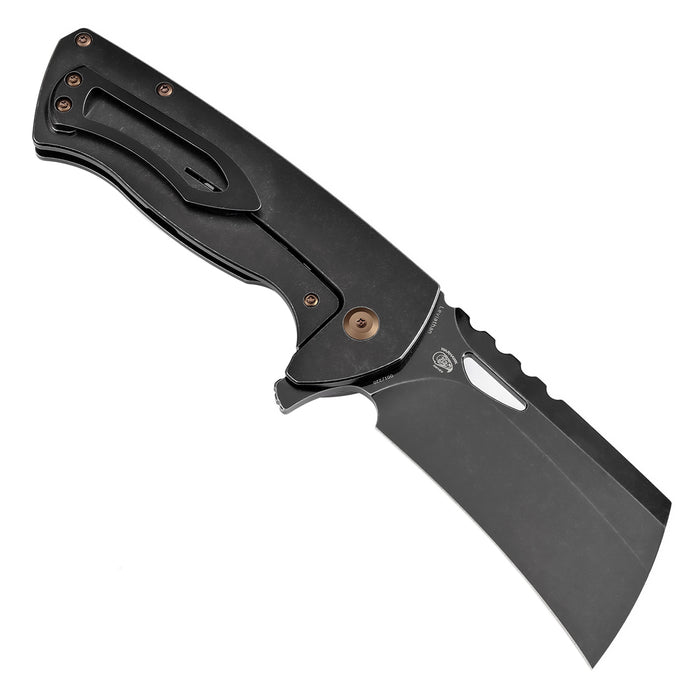 KANSEPT Leviathan Flipper Blackwash Titanium with Holes Handle (3.9''CPM S35VN Blade ) Warhawk Knives Design -K1083A3